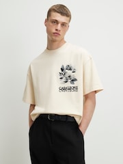 River Island Cream Oversized Casa Leone Graphic Interlock T-Shirt - Image 2 of 4