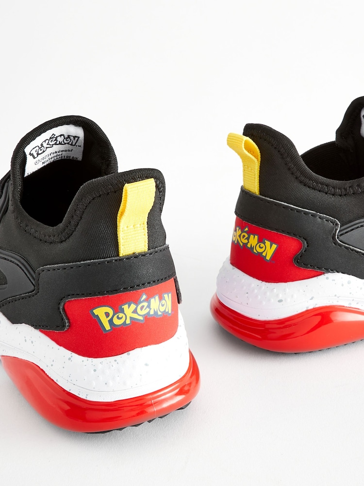 Black/Red Standard Fit (F) Pokemon Elastic Lace Trainers - Image 9 of 9