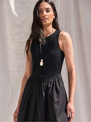 Ro&Zo Black Jersey Bodice Midi Waisted Dress - Image 3 of 5