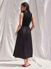 Ro&Zo Black Jersey Bodice Midi Waisted Dress - Image 5 of 5