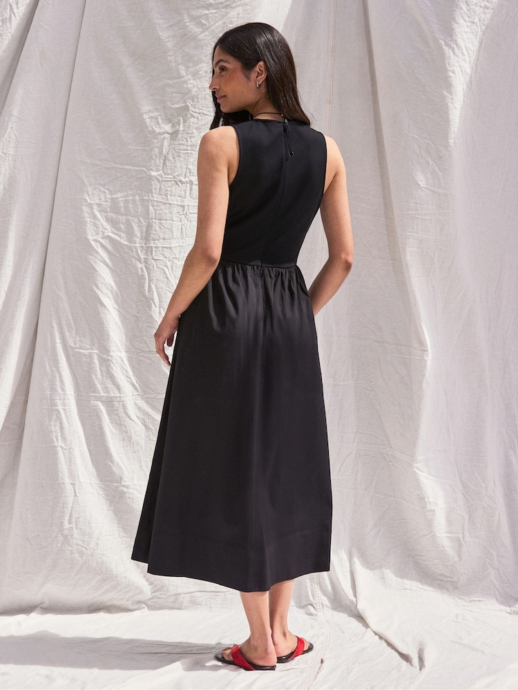 Ro&Zo Black Jersey Bodice Midi Waisted Dress - Image 5 of 5