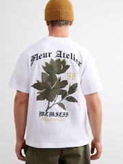 River Island Regular Fit Graphic Marseille puķains T-krekls - Attēls 1 no 4