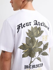 River Island Regular Fit Graphic Marseille puķains T-krekls - Attēls 2 no 4