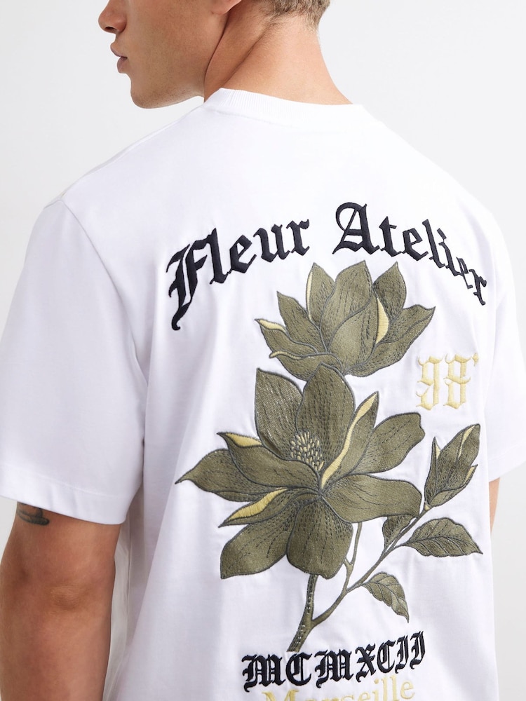 River Island Regular Fit Graphic Marseille puķains T-krekls - Attēls 2 no 4