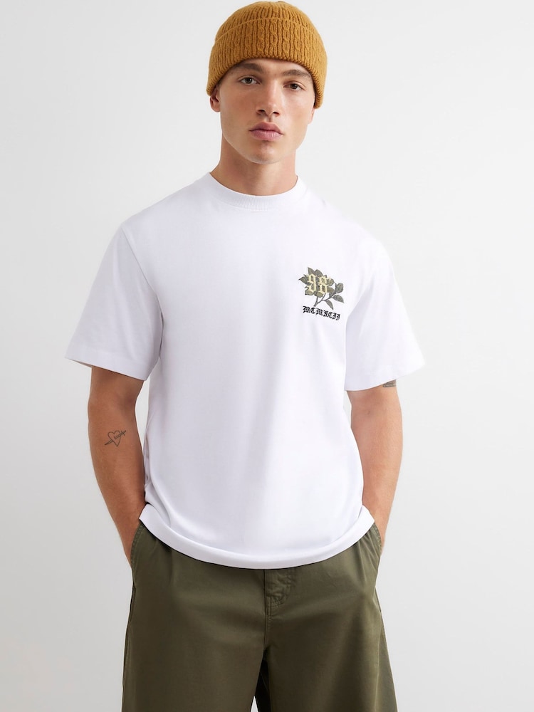 River Island Regular Fit Graphic Marseille puķains T-krekls - Attēls 4 no 4