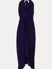 Phase Eight Blue Daliah High Neck Satin Midi Dress - Image 7 of 7