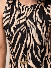 Ro&Zo Black Zebra Print Seam Detail Jersey Dress - Image 3 of 5