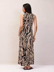 Ro&Zo Black Zebra Print Seam Detail Jersey Dress - Image 4 of 5