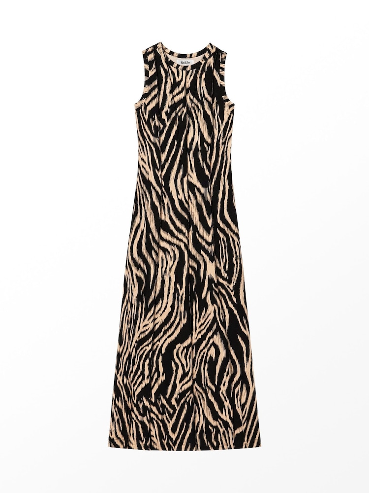 Ro&Zo Black Zebra Print Seam Detail Jersey Dress - Image 5 of 5