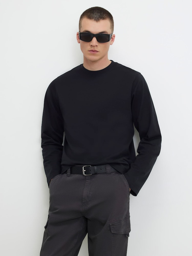 River Island Black Regular Fit Essential T-Shirt - Image 1 of 4