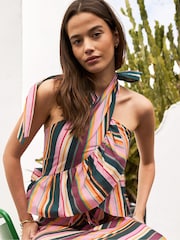 Ro&Zo Pink Stripe Ruffle Wrap Top - Image 1 of 4