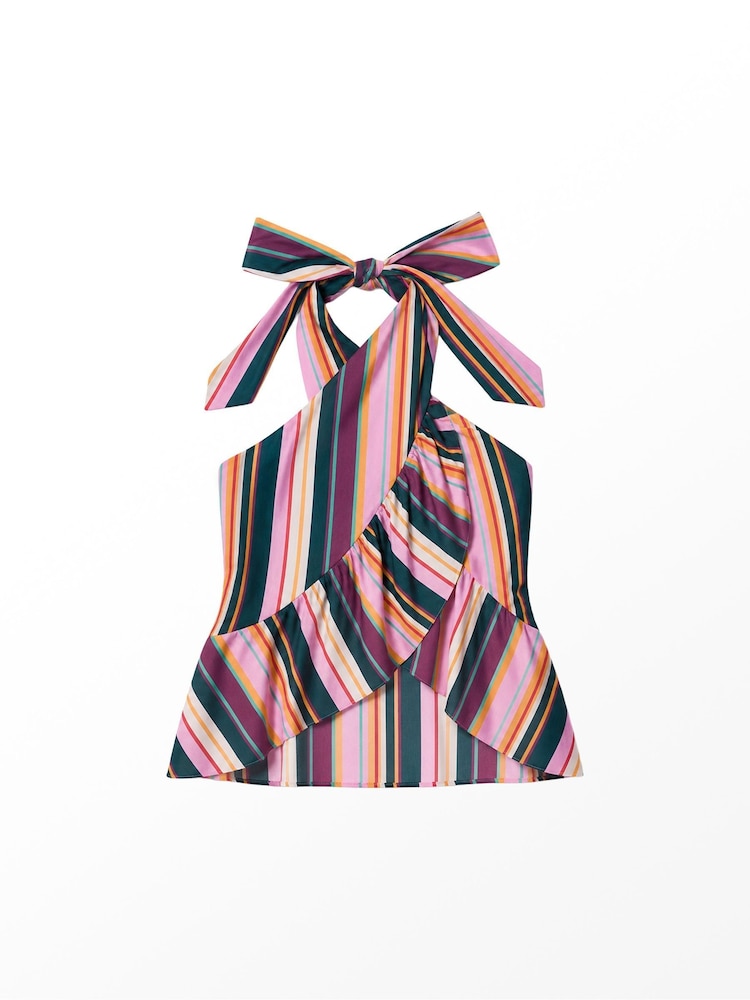 Ro&Zo Pink Stripe Ruffle Wrap Top - Image 4 of 4