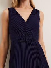 Phase Eight Blue Cressida Pleat Midi Dress - Image 1 of 7