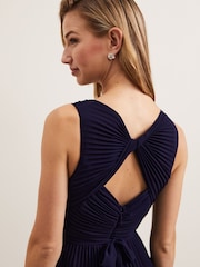 Phase Eight Blue Cressida Pleat Midi Dress - Image 2 of 7