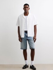 River Island Blue Light Wash Turn Up Shorts - Image 4 of 5