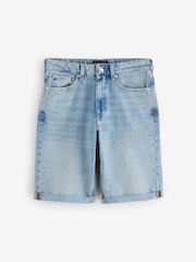 River Island Blue Light Wash Turn Up Shorts - Image 5 of 5