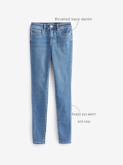 Mid Blue Cosy Brushed Skinny Jeans - Image 10 of 10