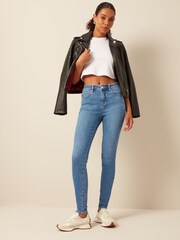 Mid Blue Cosy Brushed Skinny Jeans - Image 2 of 10