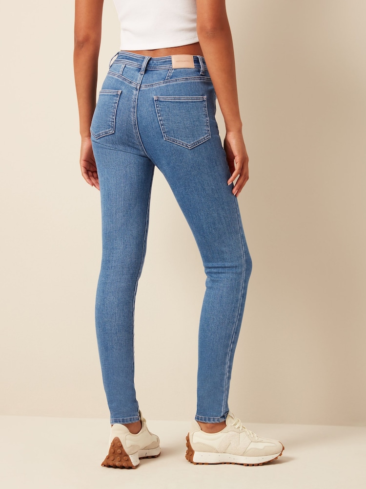 Bleu moyen - Jean skinny brossé confortable - Image 3 of 10