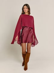 Rare London Red Cape Shift Mini Dress - Image 1 of 4
