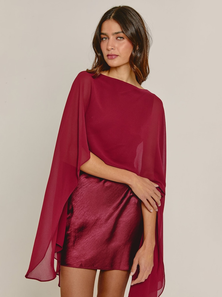 Rare London Red Cape Shift Mini Dress - Image 2 of 4 Rare London Red Cape Shift Mini Dress - Image 2 of 4