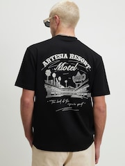 River Island Black Oversized Graphic Artesia Motel T-Shirt - Image 1 of 4
