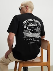 River Island Black Oversized Graphic Artesia Motel T-Shirt - Image 3 of 4