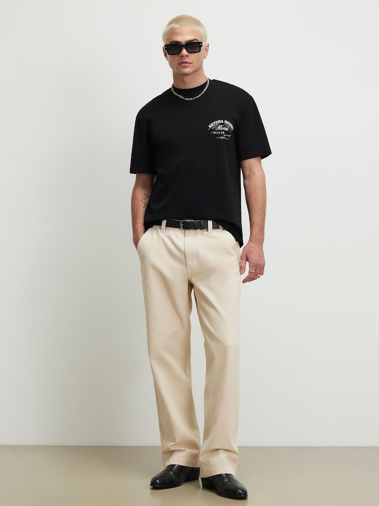 River Island Black Oversized Graphic Artesia Motel T-Shirt - Image 4 of 4