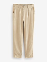 Natural Linen Blend Taper Trousers - Image 5 of 6