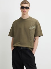 River Island Khaki Green Oversized Floral T-Shirt - Image 1 of 4