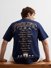 River Island Blue Regular Fit Prolific Flags T-Shirt - Image 1 of 4