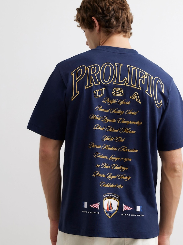 River Island Blue Regular Fit Prolific Flags T-Shirt - Image 2 of 4