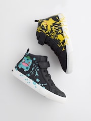 Black Standard Fit (F) Pokemon Elastic Lace High Top Trainers - Image 1 of 6