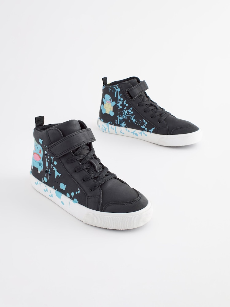 Black Standard Fit (F) Pokemon Elastic Lace High Top Trainers - Image 2 of 6