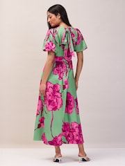Ro&Zo Green & Pink Seraphina Puff Sleeve Floral Dress - Image 2 of 5