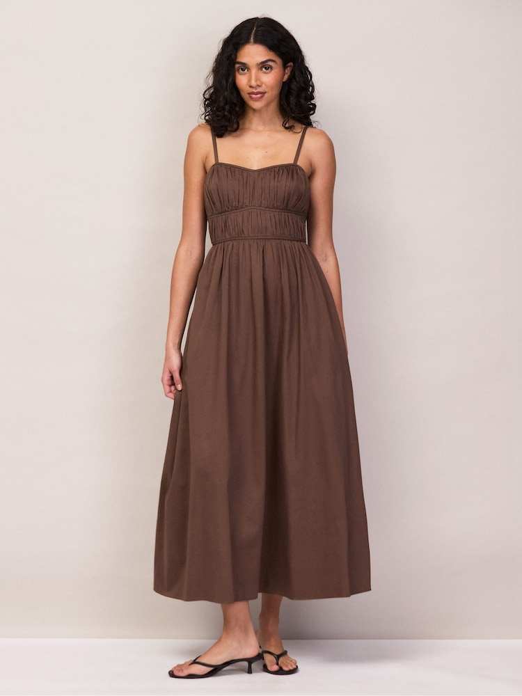 Ro&Zo Brown Ruched Detail Midi Dress - Image 6 of 6