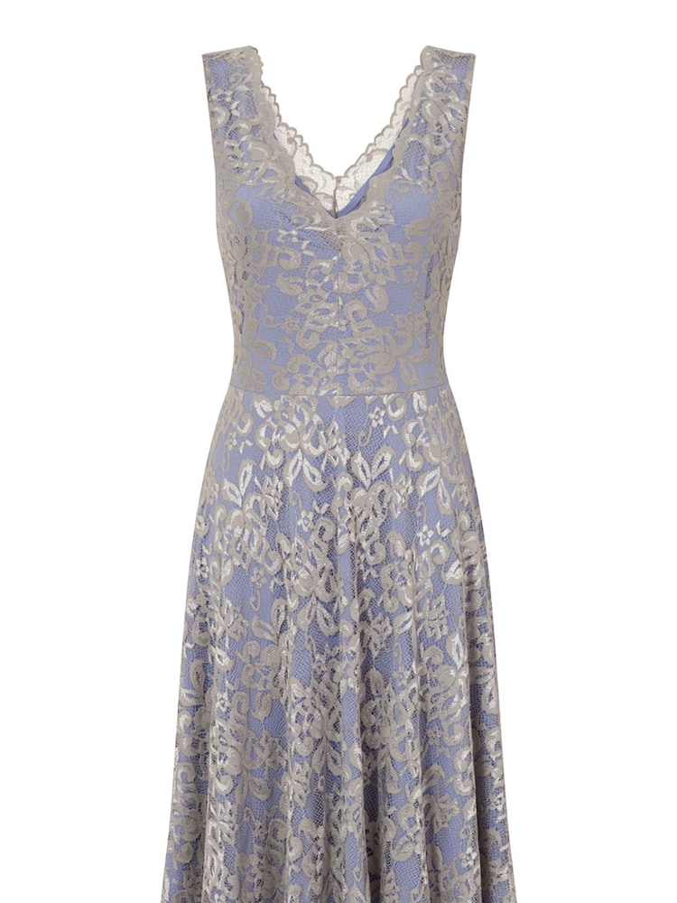 Vestido de encaje con diseño floral y escote de pico en plateado de HotSquash - Imagen 4 de 4 Vestido de encaje con diseño floral y escote de pico en plateado de HotSquash - Imagen 4 de 4
