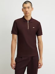 Röd - River Island Muskulös passform Textured Polotröjor - Bild 1 av 4