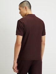 Röd - River Island Muskulös passform Textured Polotröjor - Bild 2 av 4