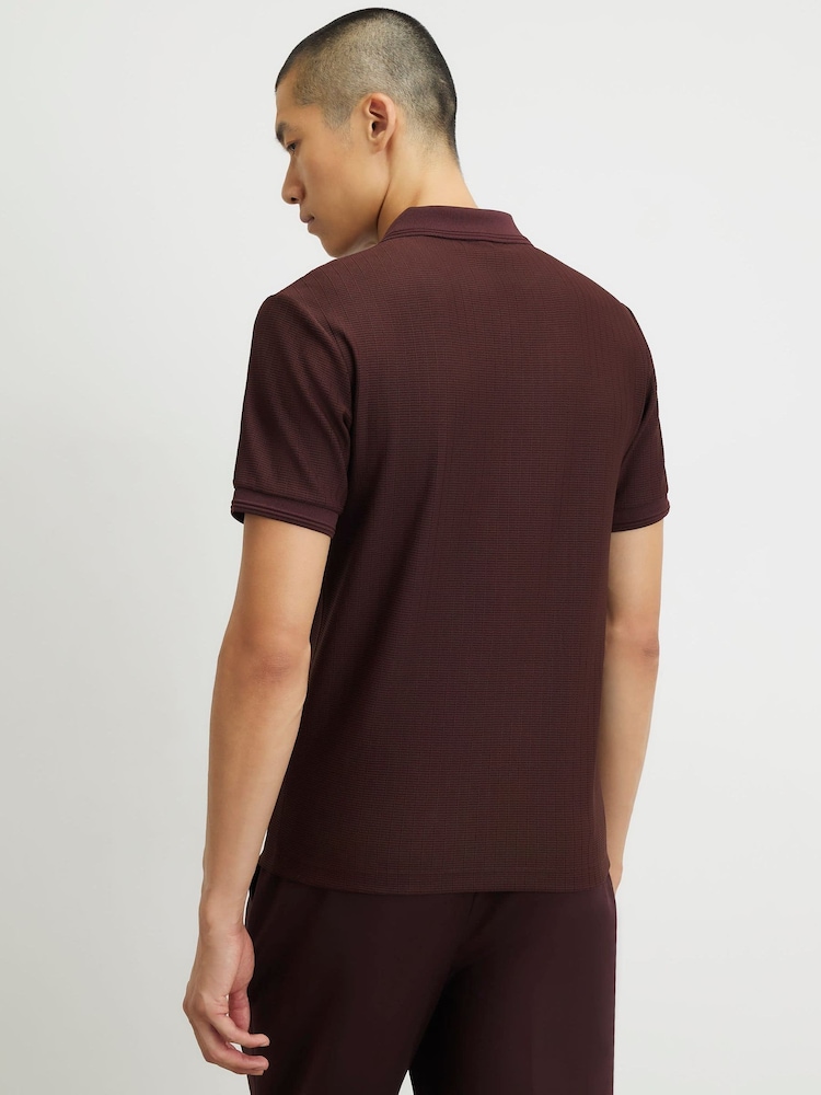 Röd - River Island Muskulös passform Textured Polotröjor - Bild 2 av 4