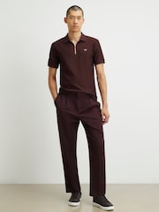 Röd - River Island Muskulös passform Textured Polotröjor - Bild 3 av 4