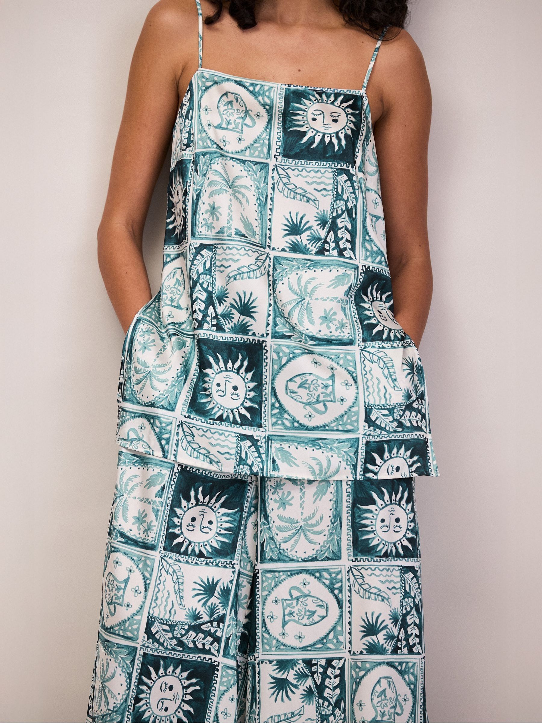 Buy Ro&Zo Blue Zodiac Print Long Line Cami Top from Next USA