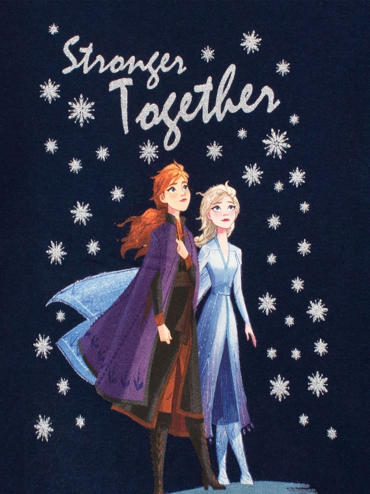 Character Navy Blue Frozen 100% Cotton Sweatshirt - Image 2 of 3