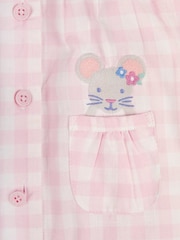 JoJo Maman Bébé Pink Mouse Gingham All-In-One Pyjamas - Image 3 of 3