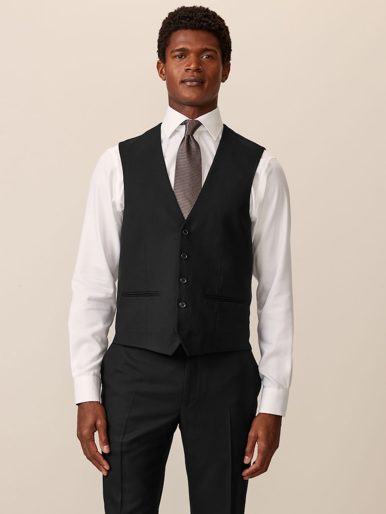 Black Textured Suit Waistcoat - Image 1 of 8