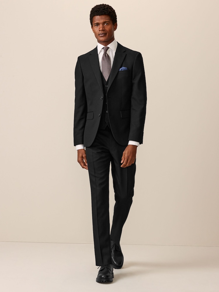 Black Textured Suit Waistcoat - Image 2 of 8