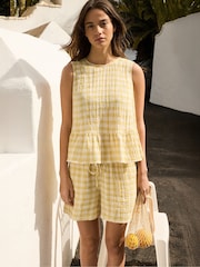 Ro&Zo Yellow Cheesecloth Check Shorts - Image 1 of 2