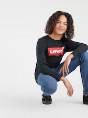 Levi's® Black Kids 100% Cotton Long Sleeve Batwing T-Shirt - Image 1 of 6