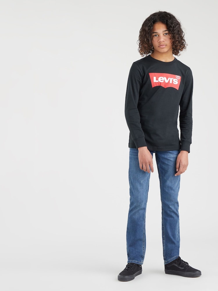 Levi's® Black Kids 100% Cotton Long Sleeve Batwing T-Shirt - Image 2 of 6