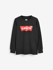 Levi's® Black Kids 100% Cotton Long Sleeve Batwing T-Shirt - Image 4 of 6